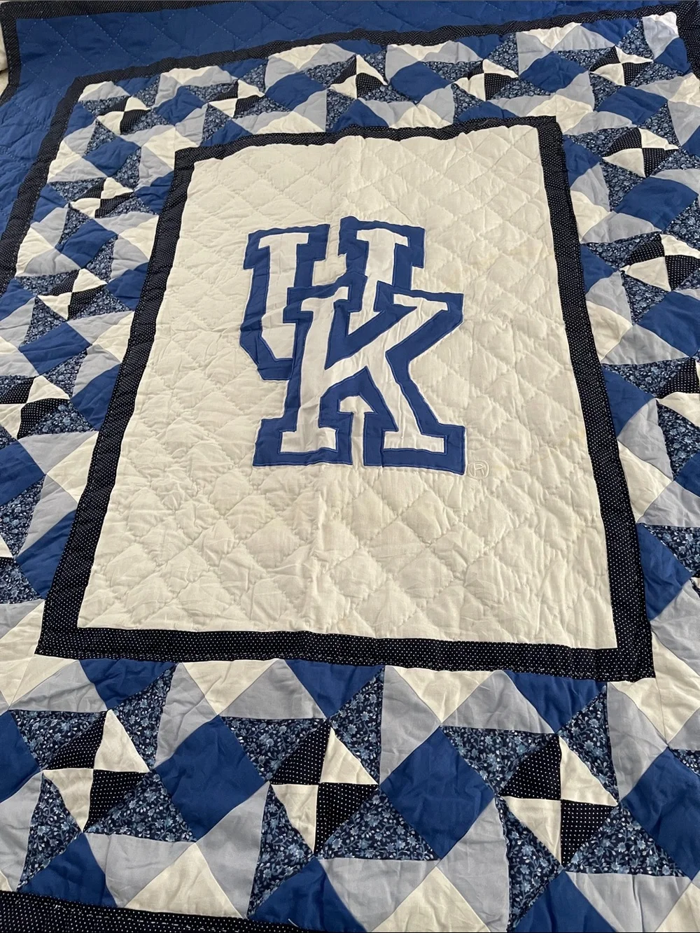 UK quilted throw bedspread unisex blue